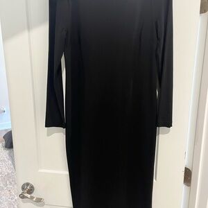 Talbots Black Long Sleeve Midi Dress | Size 10 | Stretch Knit
